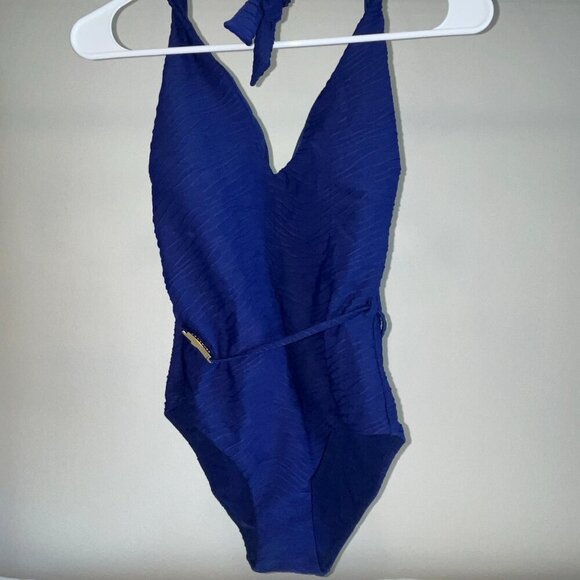 NWT Sea Level Australia V Neck Halter One Piece in De Soleil French Navy Size 6 - Picture 3 of 6